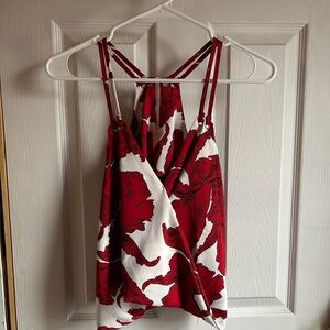 Red and white floral tank, SHEIN, Size Medium